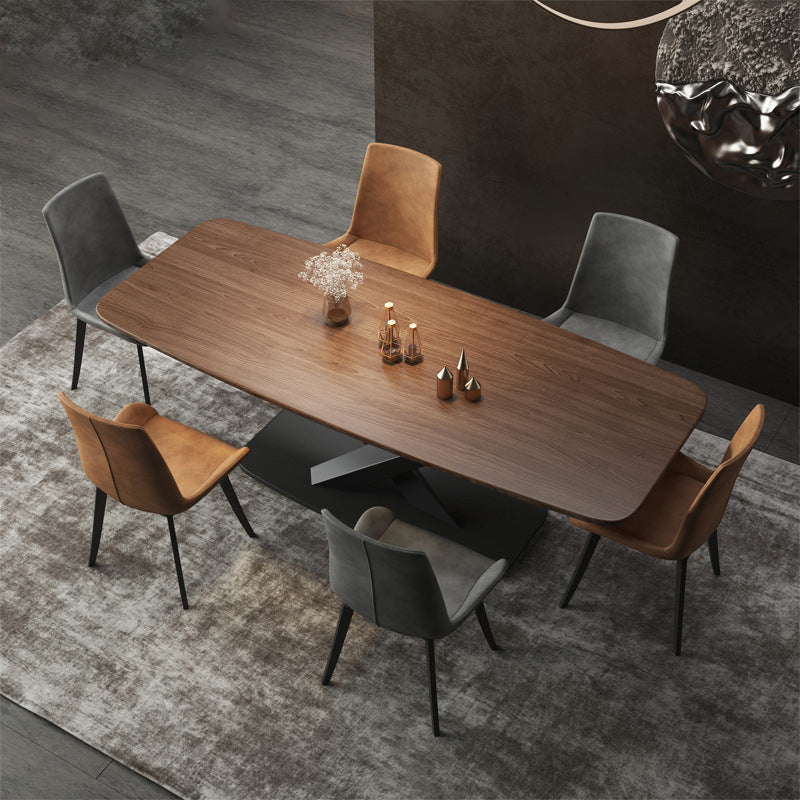 Table à manger industrielle avec plateau en bois marron, Table à manger rectangulaire pour cuisine