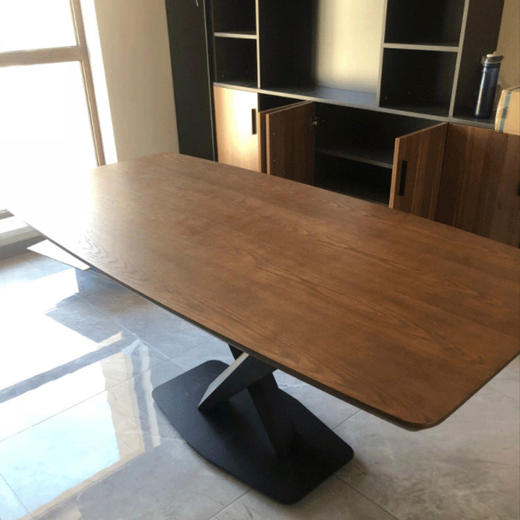Table à manger industrielle avec plateau en bois marron, Table à manger rectangulaire pour cuisine
