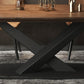 Table à manger industrielle avec plateau en bois marron, Table à manger rectangulaire pour cuisine