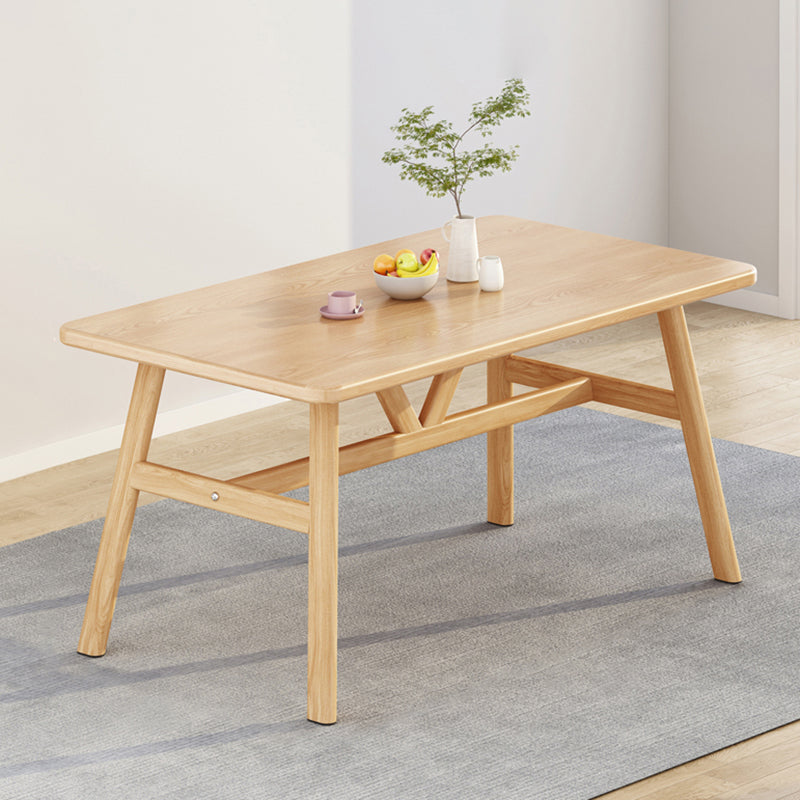 Mesa de comedor rectangular mesa de comedor de base de caballete en nogal y natural