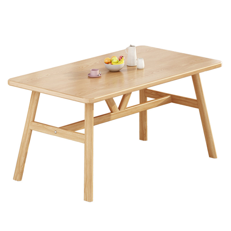 Mesa de comedor rectangular mesa de comedor de base de caballete en nogal y natural