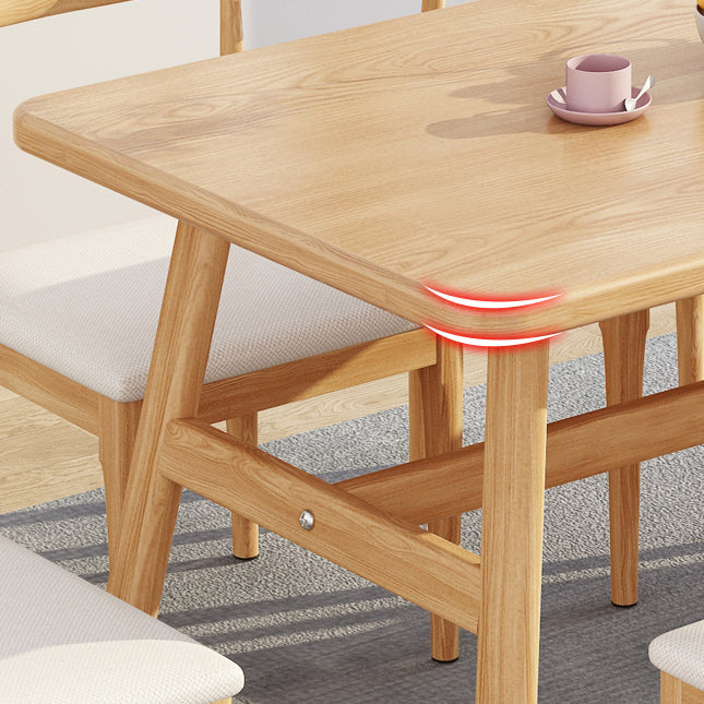 Mesa de comedor rectangular mesa de comedor de base de caballete en nogal y natural