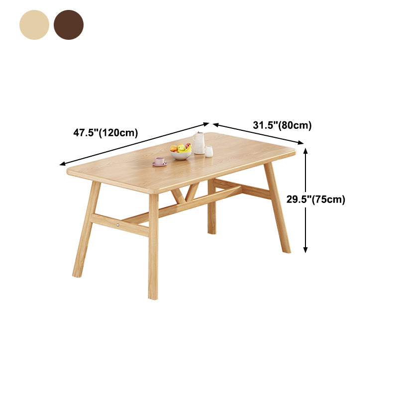 Mesa de comedor rectangular mesa de comedor de base de caballete en nogal y natural