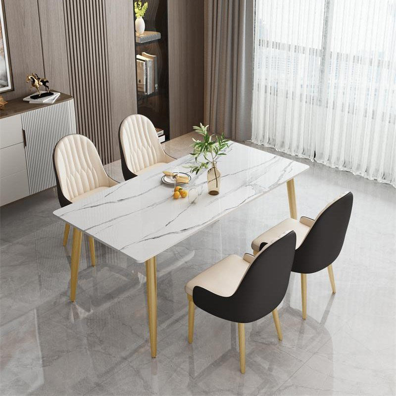 Eigentijdse rechthoekige eettafel, stenen meubel met 4 poten