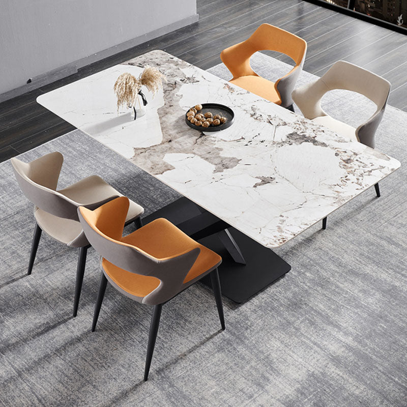 Industrial Dining Room Arm Chairs Faux Leather Open Chair for Kitchen Clearhalo 'Dining Chairs' 'Dining Tables & Seating' 'dining_chair' 'furn' 'furn_dining_chair' 'Furniture' 'Kitchen & Dining Furniture' 5862845