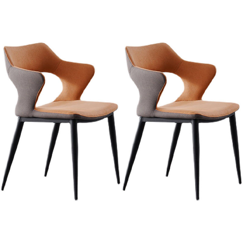 Industrial Dining Room Arm Chairs Faux Leather Open Chair for Kitchen Orange 2 Piece Set Clearhalo 'Dining Chairs' 'Dining Tables & Seating' 'dining_chair' 'furn' 'furn_dining_chair' 'Furniture' 'Kitchen & Dining Furniture' 5862846
