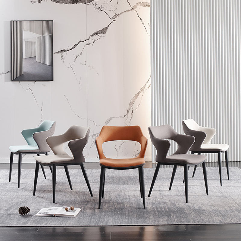 Industrial Dining Room Arm Chairs Faux Leather Open Chair for Kitchen Clearhalo 'Dining Chairs' 'Dining Tables & Seating' 'dining_chair' 'furn' 'furn_dining_chair' 'Furniture' 'Kitchen & Dining Furniture' 5862847