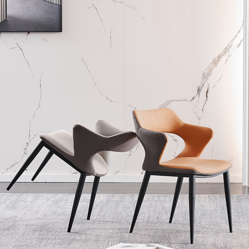 Industrial Dining Room Arm Chairs Faux Leather Open Chair for Kitchen Clearhalo 'Dining Chairs' 'Dining Tables & Seating' 'dining_chair' 'furn' 'furn_dining_chair' 'Furniture' 'Kitchen & Dining Furniture' 5862848