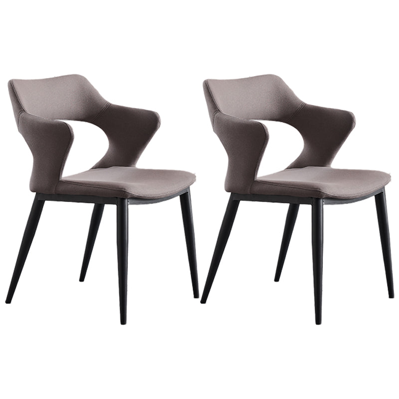 Industrial Dining Room Arm Chairs Faux Leather Open Chair for Kitchen Grey 2 Piece Set Clearhalo 'Dining Chairs' 'Dining Tables & Seating' 'dining_chair' 'furn' 'furn_dining_chair' 'Furniture' 'Kitchen & Dining Furniture' 5862850