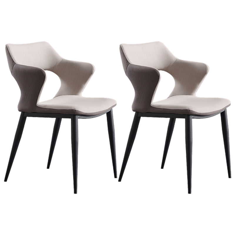 Industrial Dining Room Arm Chairs Faux Leather Open Chair for Kitchen Off-White 2 Piece Set Clearhalo 'Dining Chairs' 'Dining Tables & Seating' 'dining_chair' 'furn' 'furn_dining_chair' 'Furniture' 'Kitchen & Dining Furniture' 5862852