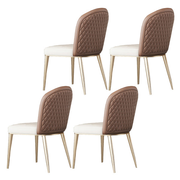 Parsons Armless Dining Chairs Glam Dining Side Chair for Home White-Brown 4 Piece Set Clearhalo 'Dining Chairs' 'Dining Tables & Seating' 'dining_chair' 'furn' 'furn_dining_chair' 'Furniture' 'Kitchen & Dining Furniture' 5862904