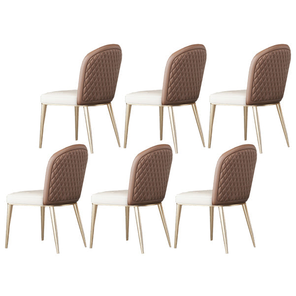 Parsons Armless Dining Chairs Glam Dining Side Chair for Home White-Brown 6 Piece Set Clearhalo 'Dining Chairs' 'Dining Tables & Seating' 'dining_chair' 'furn' 'furn_dining_chair' 'Furniture' 'Kitchen & Dining Furniture' 5862906