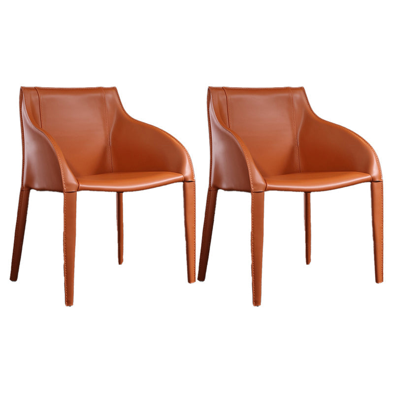 Faux Leather Dining Chairs Modern Dining Arm Chair for Kitchen Orange 2 Piece Set Clearhalo 'Dining Chairs' 'Dining Tables & Seating' 'dining_chair' 'furn' 'furn_dining_chair' 'Furniture' 'Kitchen & Dining Furniture' 5862956