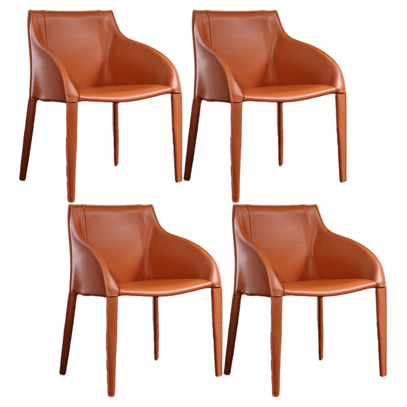 Faux Leather Dining Chairs Modern Dining Arm Chair for Kitchen Orange 4 Piece Set Clearhalo 'Dining Chairs' 'Dining Tables & Seating' 'dining_chair' 'furn' 'furn_dining_chair' 'Furniture' 'Kitchen & Dining Furniture' 5862958