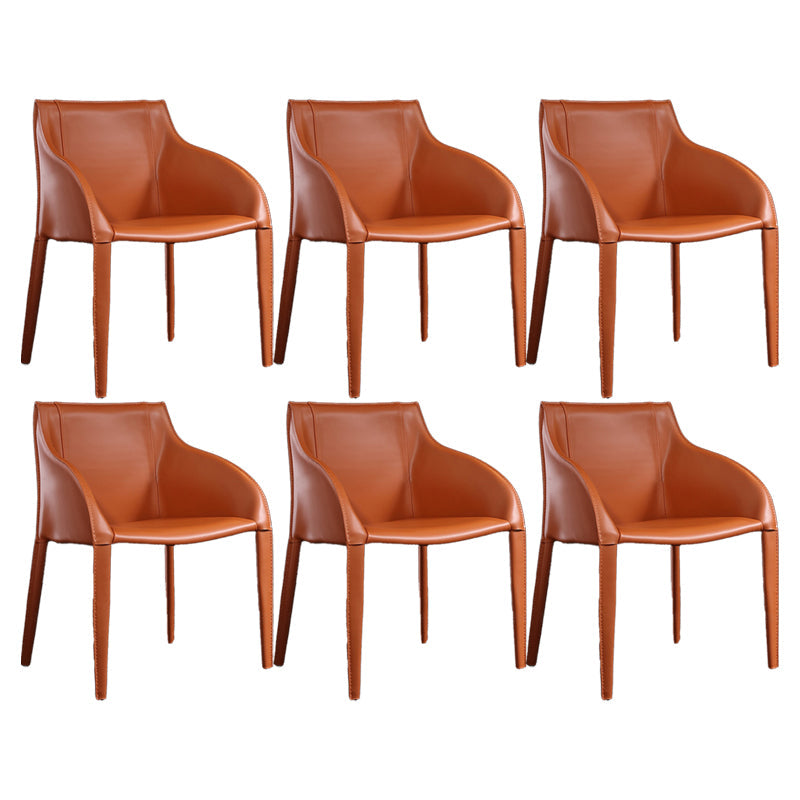 Faux Leather Dining Chairs Modern Dining Arm Chair for Kitchen Orange 6 Piece Set Clearhalo 'Dining Chairs' 'Dining Tables & Seating' 'dining_chair' 'furn' 'furn_dining_chair' 'Furniture' 'Kitchen & Dining Furniture' 5862959