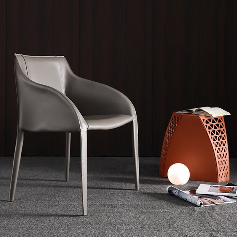 Faux Leather Dining Chairs Modern Dining Arm Chair for Kitchen Grey 1 Piece Clearhalo 'Dining Chairs' 'Dining Tables & Seating' 'dining_chair' 'furn' 'furn_dining_chair' 'Furniture' 'Kitchen & Dining Furniture' 5862960