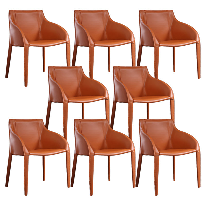Faux Leather Dining Chairs Modern Dining Arm Chair for Kitchen Orange 8 Piece Set Clearhalo 'Dining Chairs' 'Dining Tables & Seating' 'dining_chair' 'furn' 'furn_dining_chair' 'Furniture' 'Kitchen & Dining Furniture' 5862962