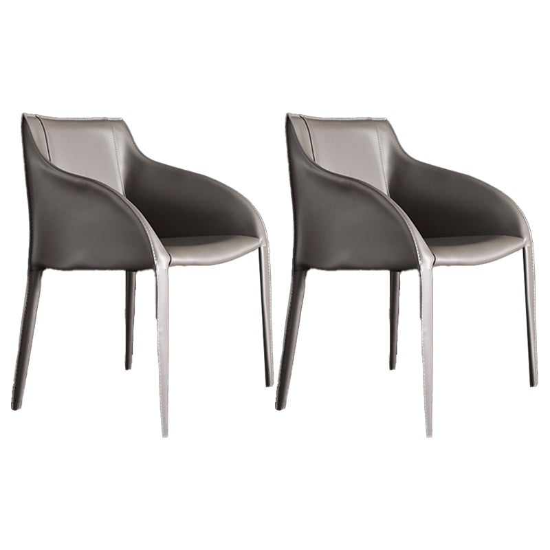 Faux Leather Dining Chairs Modern Dining Arm Chair for Kitchen Grey 2 Piece Set Clearhalo 'Dining Chairs' 'Dining Tables & Seating' 'dining_chair' 'furn' 'furn_dining_chair' 'Furniture' 'Kitchen & Dining Furniture' 5862964