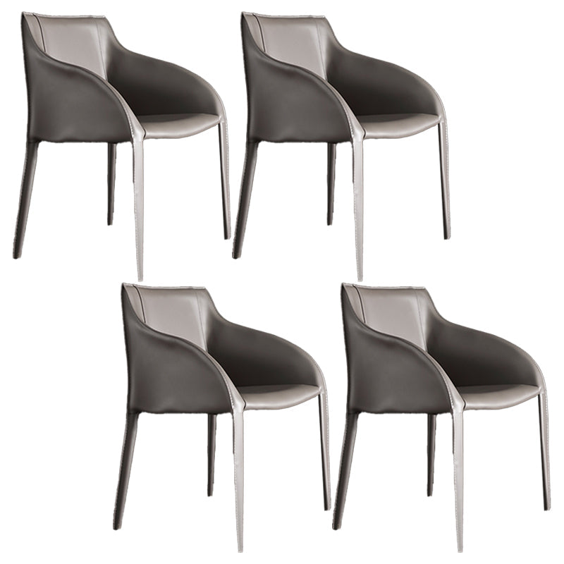Faux Leather Dining Chairs Modern Dining Arm Chair for Kitchen Grey 4 Piece Set Clearhalo 'Dining Chairs' 'Dining Tables & Seating' 'dining_chair' 'furn' 'furn_dining_chair' 'Furniture' 'Kitchen & Dining Furniture' 5862966