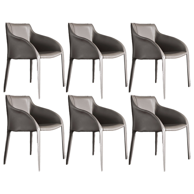 Faux Leather Dining Chairs Modern Dining Arm Chair for Kitchen Grey 6 Piece Set Clearhalo 'Dining Chairs' 'Dining Tables & Seating' 'dining_chair' 'furn' 'furn_dining_chair' 'Furniture' 'Kitchen & Dining Furniture' 5862968