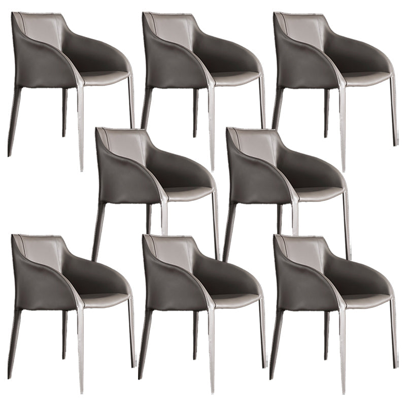 Faux Leather Dining Chairs Modern Dining Arm Chair for Kitchen Grey 8 Piece Set Clearhalo 'Dining Chairs' 'Dining Tables & Seating' 'dining_chair' 'furn' 'furn_dining_chair' 'Furniture' 'Kitchen & Dining Furniture' 5862970