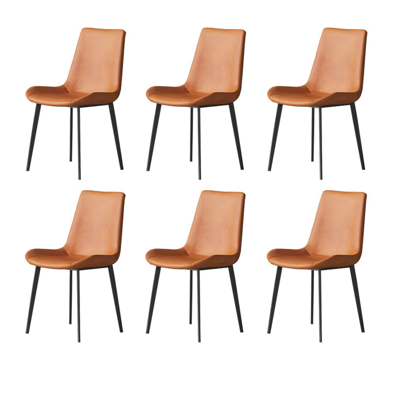 Industrial Armless Dining Chairs Upholstered Side Chair for Home Orange 6 Piece Set Clearhalo 'Dining Chairs' 'Dining Tables & Seating' 'dining_chair' 'furn' 'furn_dining_chair' 'Furniture' 'Kitchen & Dining Furniture' 5863000