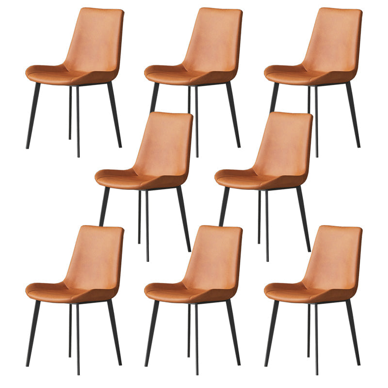 Industrial Armless Dining Chairs Upholstered Side Chair for Home Orange 8 Piece Set Clearhalo 'Dining Chairs' 'Dining Tables & Seating' 'dining_chair' 'furn' 'furn_dining_chair' 'Furniture' 'Kitchen & Dining Furniture' 5863001