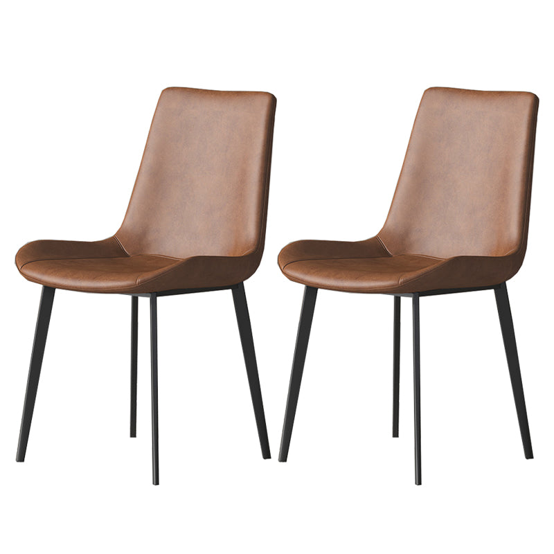 Industrial Armless Dining Chairs Upholstered Side Chair for Home Brown 2 Piece Set Clearhalo 'Dining Chairs' 'Dining Tables & Seating' 'dining_chair' 'furn' 'furn_dining_chair' 'Furniture' 'Kitchen & Dining Furniture' 5863002