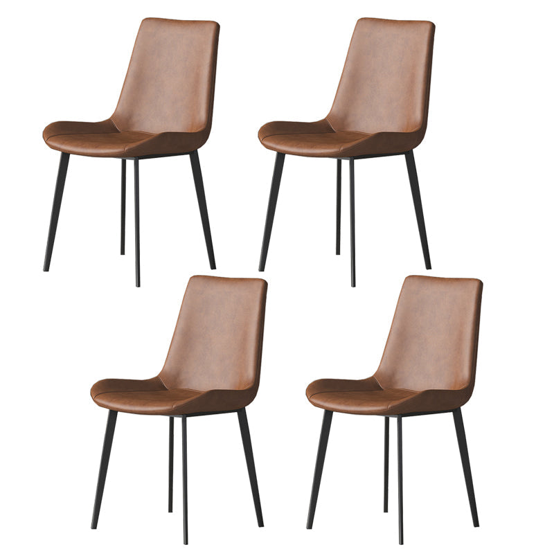Industrial Armless Dining Chairs Upholstered Side Chair for Home Brown 4 Piece Set Clearhalo 'Dining Chairs' 'Dining Tables & Seating' 'dining_chair' 'furn' 'furn_dining_chair' 'Furniture' 'Kitchen & Dining Furniture' 5863003