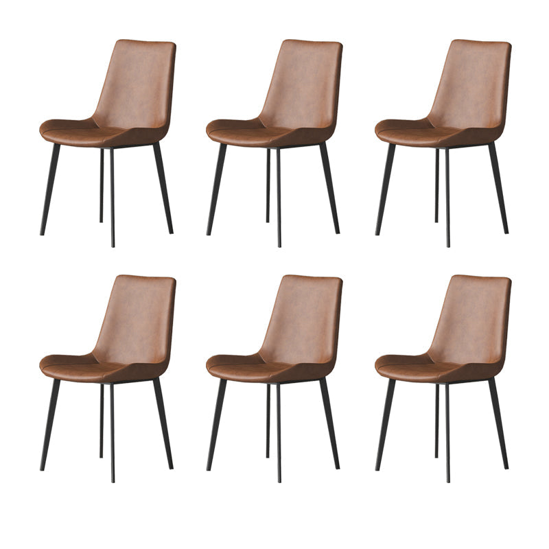 Industrial Armless Dining Chairs Upholstered Side Chair for Home Brown 6 Piece Set Clearhalo 'Dining Chairs' 'Dining Tables & Seating' 'dining_chair' 'furn' 'furn_dining_chair' 'Furniture' 'Kitchen & Dining Furniture' 5863004