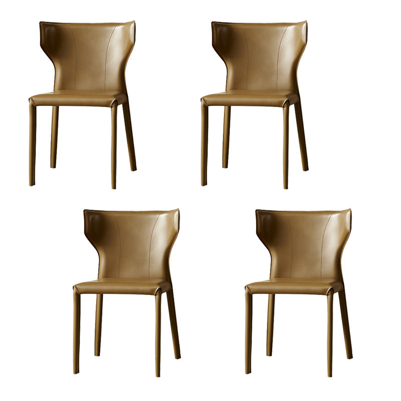 Silla de interior contemporánea de metal acabado mate silla lateral de ala