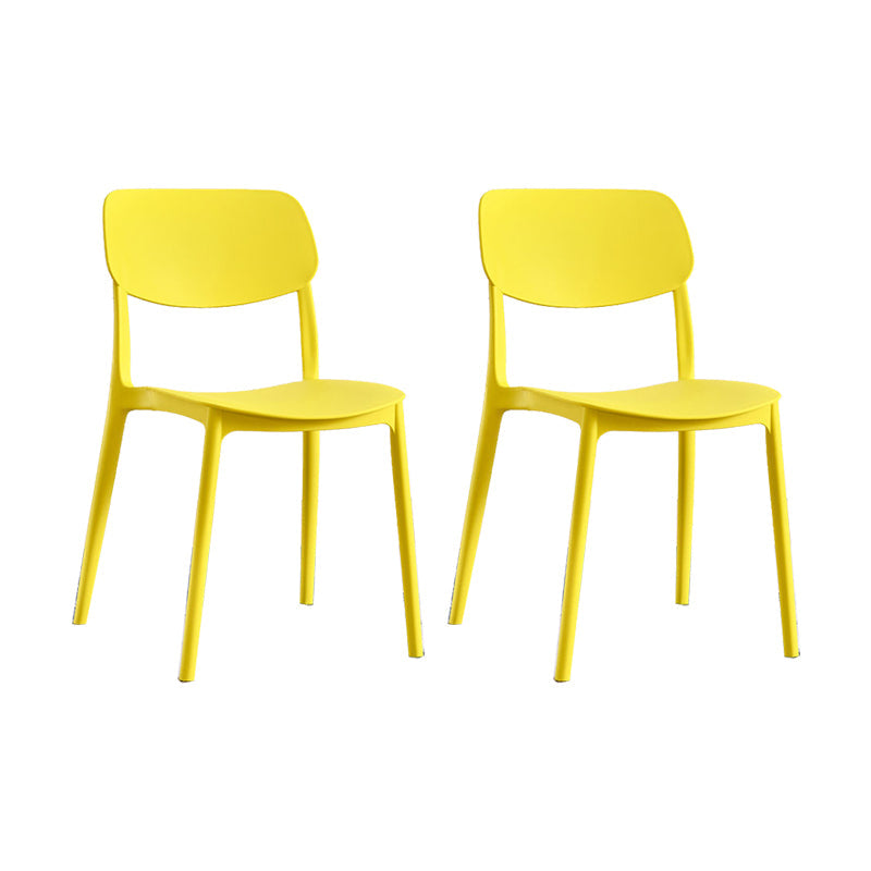 Scandinavian Open Back Dining Chairs Plastic Armless Dining Side Chair Yellow 2 Piece Set Clearhalo 'Dining Chairs' 'Dining Tables & Seating' 'dining_chair' 'furn' 'furn_dining_chair' 'Furniture' 'Kitchen & Dining Furniture' 5863146