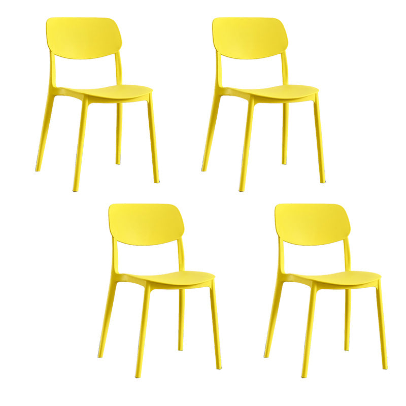 Scandinavian Open Back Dining Chairs Plastic Armless Dining Side Chair Yellow 4 Piece Set Clearhalo 'Dining Chairs' 'Dining Tables & Seating' 'dining_chair' 'furn' 'furn_dining_chair' 'Furniture' 'Kitchen & Dining Furniture' 5863147