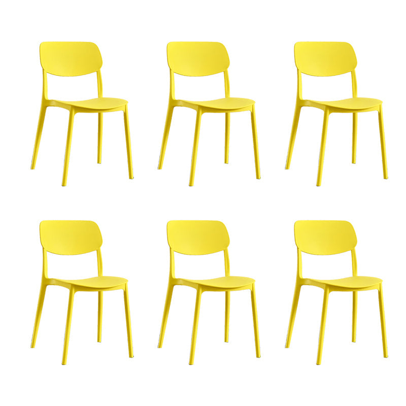 Scandinavian Open Back Dining Chairs Plastic Armless Dining Side Chair Yellow 6 Piece Set Clearhalo 'Dining Chairs' 'Dining Tables & Seating' 'dining_chair' 'furn' 'furn_dining_chair' 'Furniture' 'Kitchen & Dining Furniture' 5863149