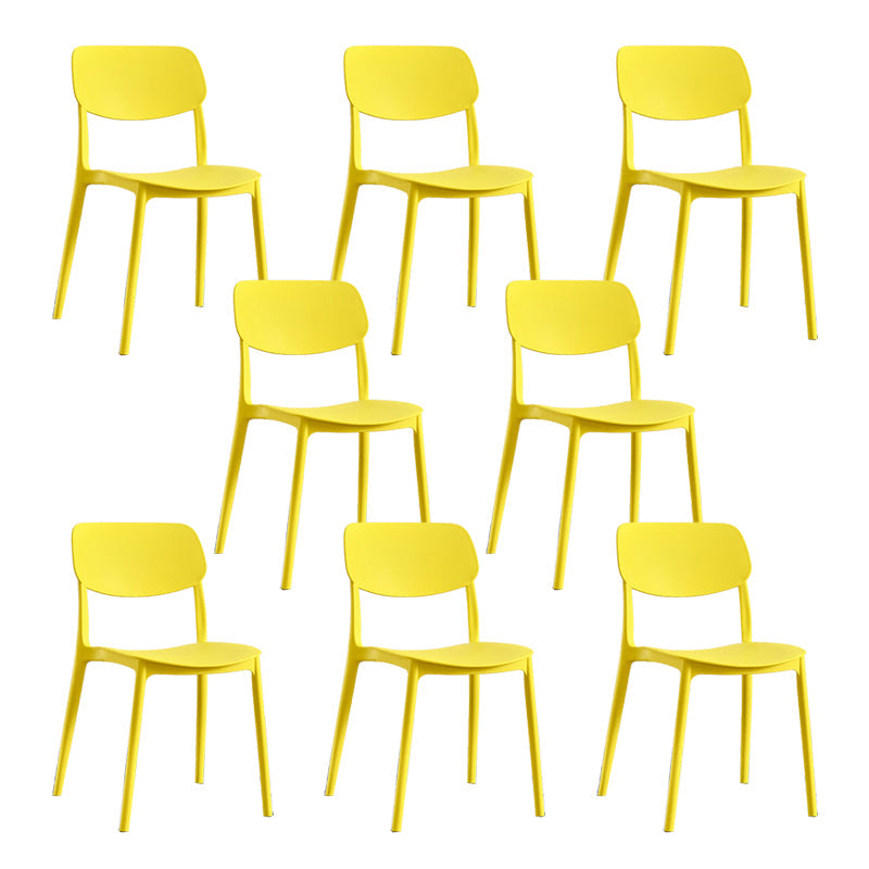 Scandinavian Open Back Dining Chairs Plastic Armless Dining Side Chair Yellow 8 Piece Set Clearhalo 'Dining Chairs' 'Dining Tables & Seating' 'dining_chair' 'furn' 'furn_dining_chair' 'Furniture' 'Kitchen & Dining Furniture' 5863151