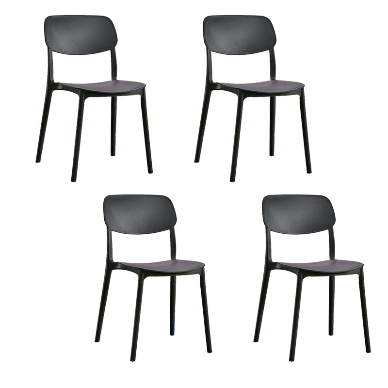 Scandinavian Open Back Dining Chairs Plastic Armless Dining Side Chair Black 4 Piece Set Clearhalo 'Dining Chairs' 'Dining Tables & Seating' 'dining_chair' 'furn' 'furn_dining_chair' 'Furniture' 'Kitchen & Dining Furniture' 5863156