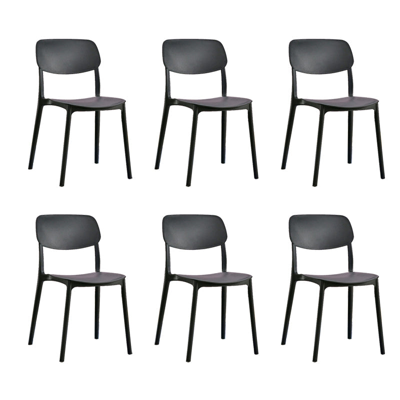Scandinavian Open Back Dining Chairs Plastic Armless Dining Side Chair Black 6 Piece Set Clearhalo 'Dining Chairs' 'Dining Tables & Seating' 'dining_chair' 'furn' 'furn_dining_chair' 'Furniture' 'Kitchen & Dining Furniture' 5863158