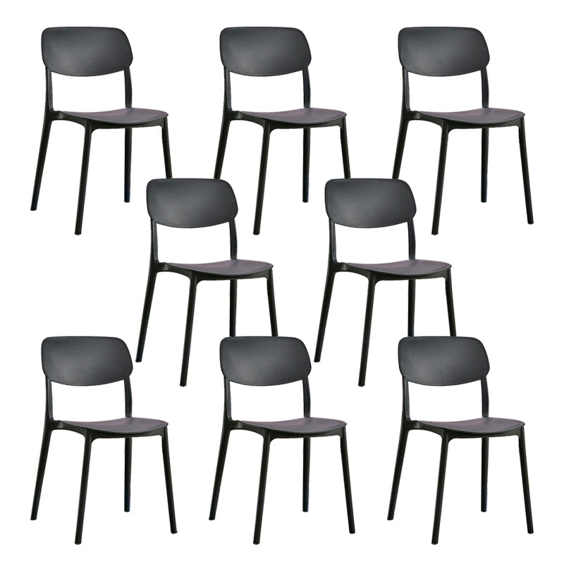 Scandinavian Open Back Dining Chairs Plastic Armless Dining Side Chair Black 8 Piece Set Clearhalo 'Dining Chairs' 'Dining Tables & Seating' 'dining_chair' 'furn' 'furn_dining_chair' 'Furniture' 'Kitchen & Dining Furniture' 5863159