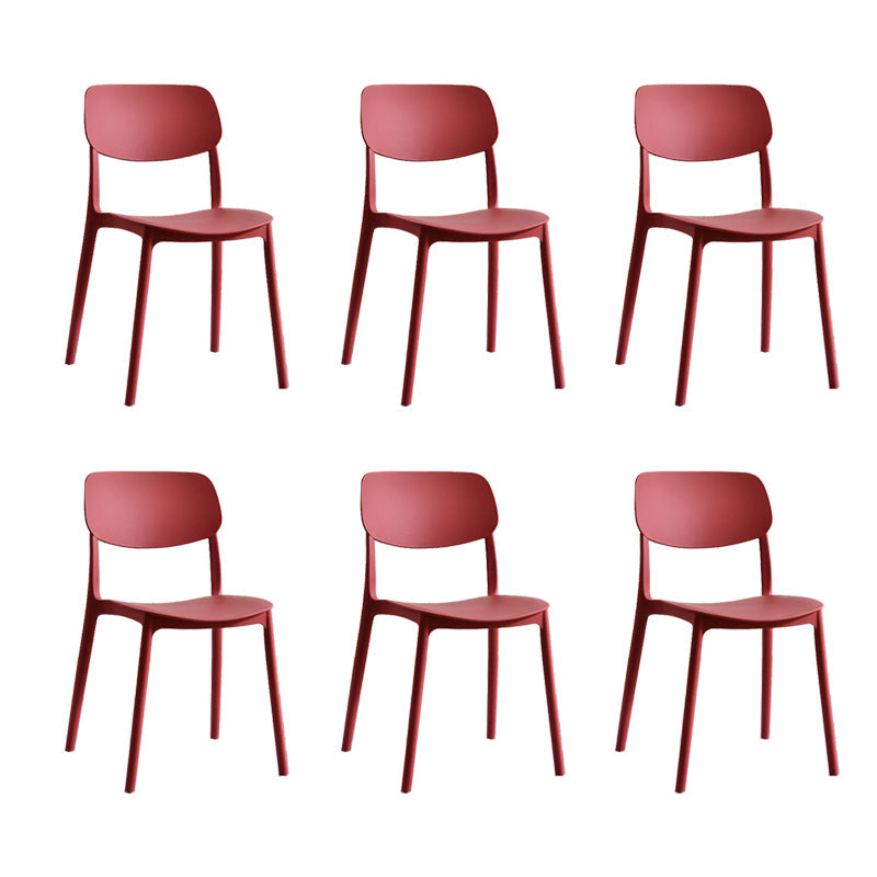 Scandinavian Open Back Dining Chairs Plastic Armless Dining Side Chair Red 6 Piece Set Clearhalo 'Dining Chairs' 'Dining Tables & Seating' 'dining_chair' 'furn' 'furn_dining_chair' 'Furniture' 'Kitchen & Dining Furniture' 5863170