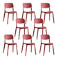 Scandinavian Open Back Dining Chairs Plastic Armless Dining Side Chair Red 8 Piece Set Clearhalo 'Dining Chairs' 'Dining Tables & Seating' 'dining_chair' 'furn' 'furn_dining_chair' 'Furniture' 'Kitchen & Dining Furniture' 5863171