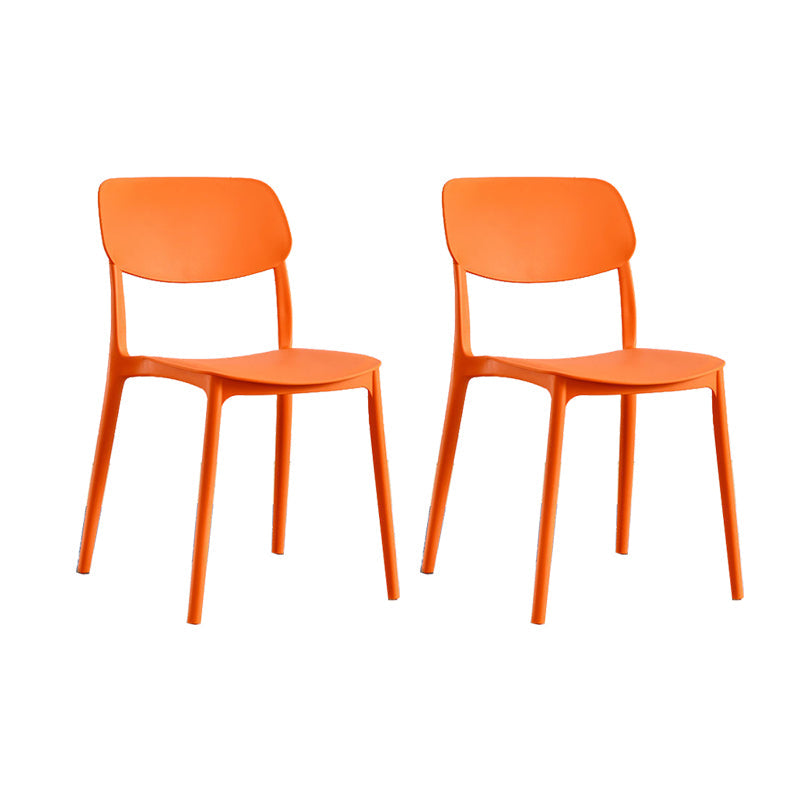 Scandinavian Open Back Dining Chairs Plastic Armless Dining Side Chair Orange 2 Piece Set Clearhalo 'Dining Chairs' 'Dining Tables & Seating' 'dining_chair' 'furn' 'furn_dining_chair' 'Furniture' 'Kitchen & Dining Furniture' 5863172