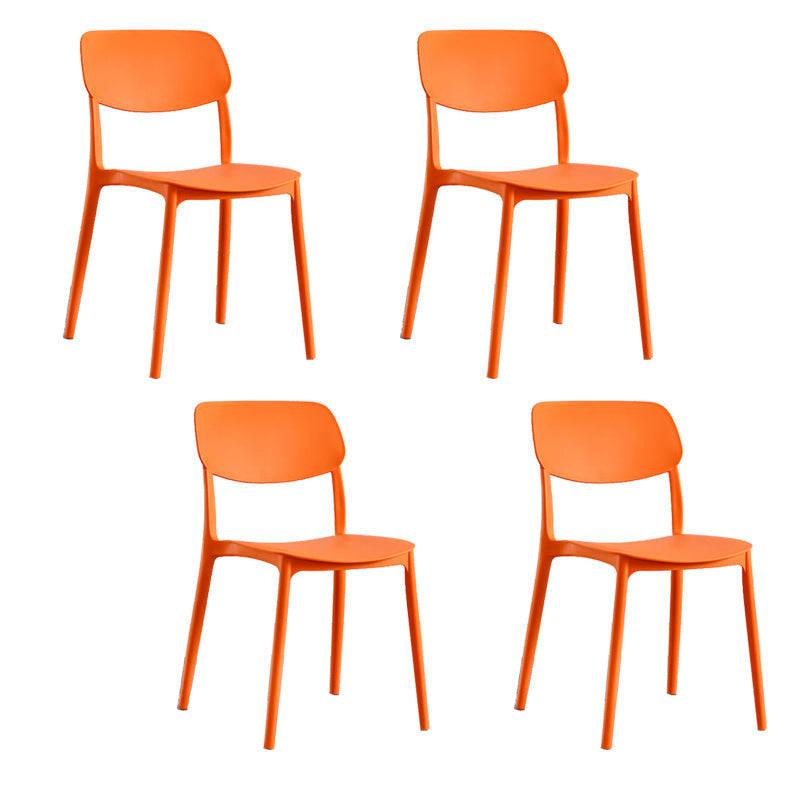 Scandinavian Open Back Dining Chairs Plastic Armless Dining Side Chair Orange 4 Piece Set Clearhalo 'Dining Chairs' 'Dining Tables & Seating' 'dining_chair' 'furn' 'furn_dining_chair' 'Furniture' 'Kitchen & Dining Furniture' 5863173
