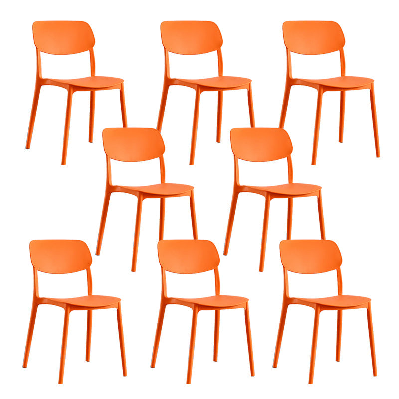 Scandinavian Open Back Dining Chairs Plastic Armless Dining Side Chair Orange 8 Piece Set Clearhalo 'Dining Chairs' 'Dining Tables & Seating' 'dining_chair' 'furn' 'furn_dining_chair' 'Furniture' 'Kitchen & Dining Furniture' 5863175