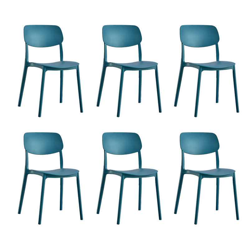 Scandinavian Open Back Dining Chairs Plastic Armless Dining Side Chair Dark Blue 6 Piece Set Clearhalo 'Dining Chairs' 'Dining Tables & Seating' 'dining_chair' 'furn' 'furn_dining_chair' 'Furniture' 'Kitchen & Dining Furniture' 5863178