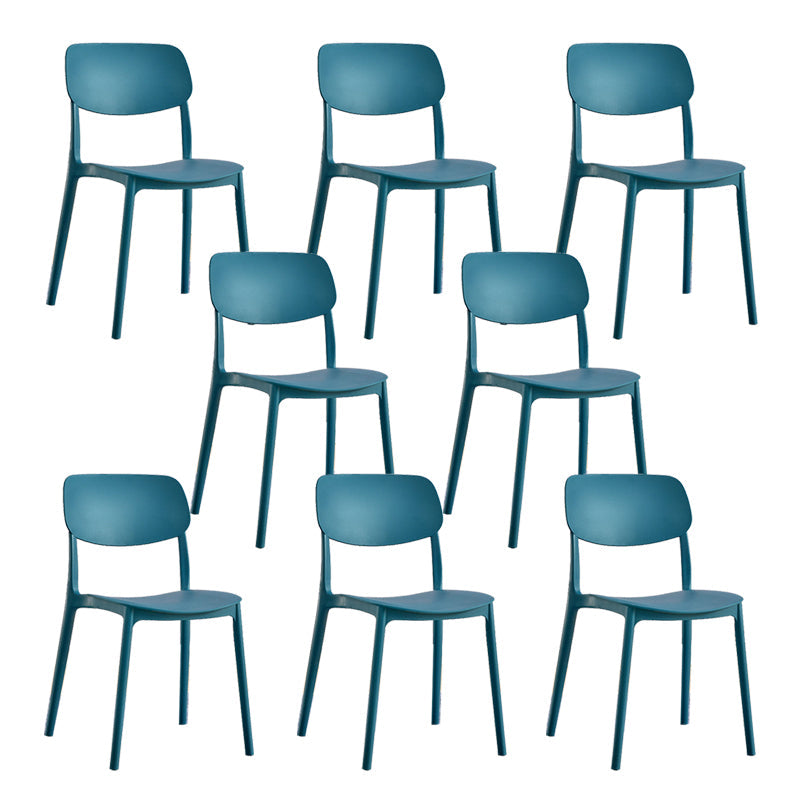 Scandinavian Open Back Dining Chairs Plastic Armless Dining Side Chair Dark Blue 8 Piece Set Clearhalo 'Dining Chairs' 'Dining Tables & Seating' 'dining_chair' 'furn' 'furn_dining_chair' 'Furniture' 'Kitchen & Dining Furniture' 5863179