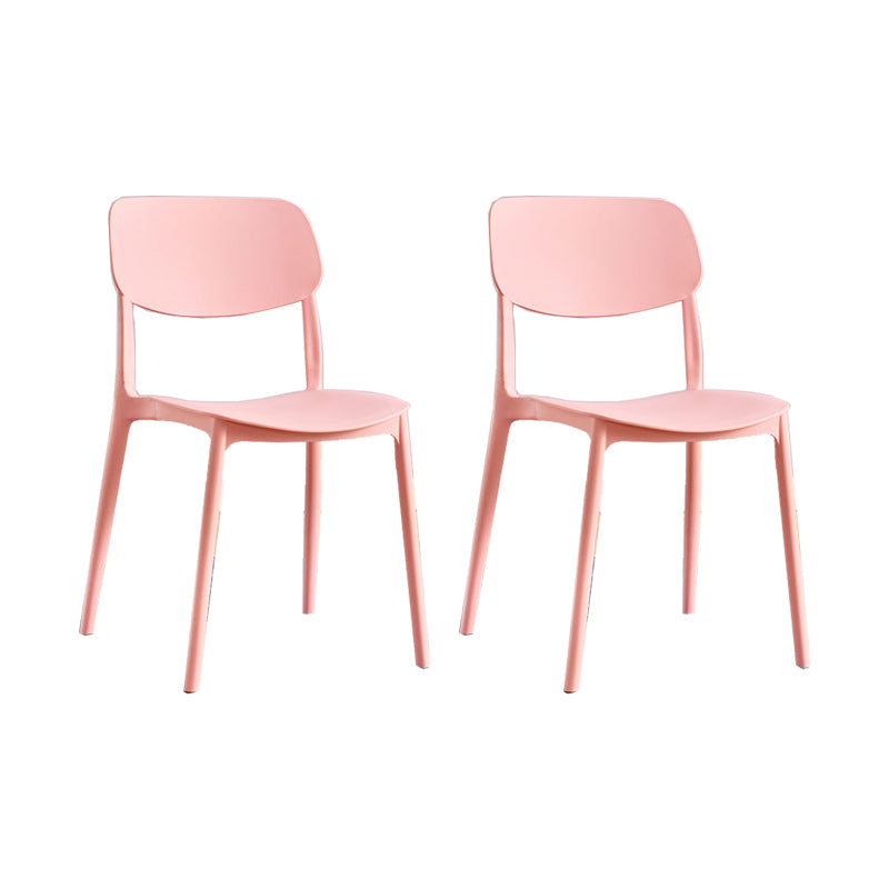 Scandinavian Open Back Dining Chairs Plastic Armless Dining Side Chair Pink 2 Piece Set Clearhalo 'Dining Chairs' 'Dining Tables & Seating' 'dining_chair' 'furn' 'furn_dining_chair' 'Furniture' 'Kitchen & Dining Furniture' 5863180