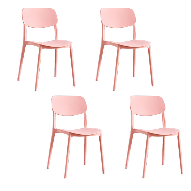 Scandinavian Open Back Dining Chairs Plastic Armless Dining Side Chair Pink 4 Piece Set Clearhalo 'Dining Chairs' 'Dining Tables & Seating' 'dining_chair' 'furn' 'furn_dining_chair' 'Furniture' 'Kitchen & Dining Furniture' 5863181
