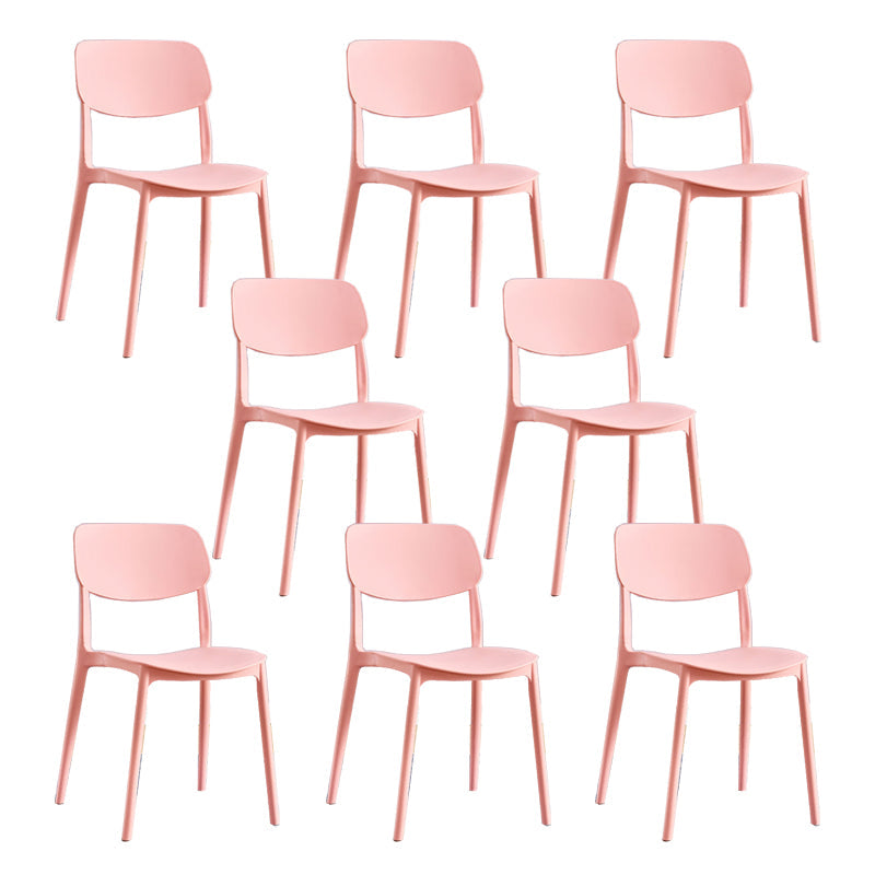 Scandinavian Open Back Dining Chairs Plastic Armless Dining Side Chair Pink 8 Piece Set Clearhalo 'Dining Chairs' 'Dining Tables & Seating' 'dining_chair' 'furn' 'furn_dining_chair' 'Furniture' 'Kitchen & Dining Furniture' 5863183