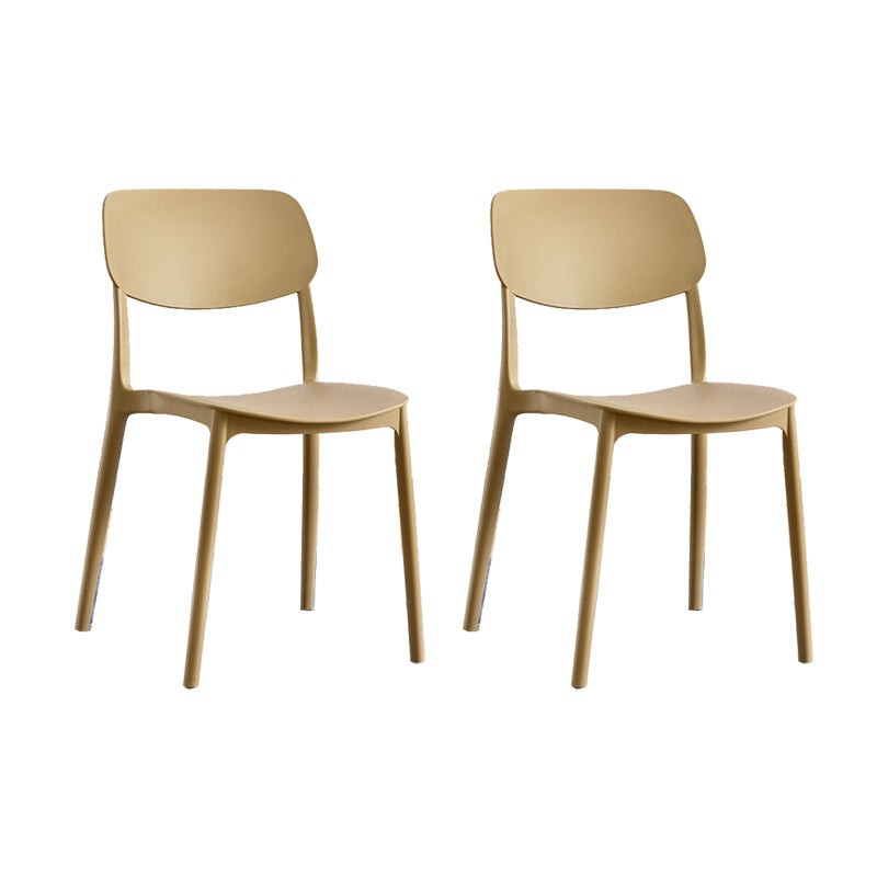 Scandinavian Open Back Dining Chairs Plastic Armless Dining Side Chair Khaki 2 Piece Set Clearhalo 'Dining Chairs' 'Dining Tables & Seating' 'dining_chair' 'furn' 'furn_dining_chair' 'Furniture' 'Kitchen & Dining Furniture' 5863184