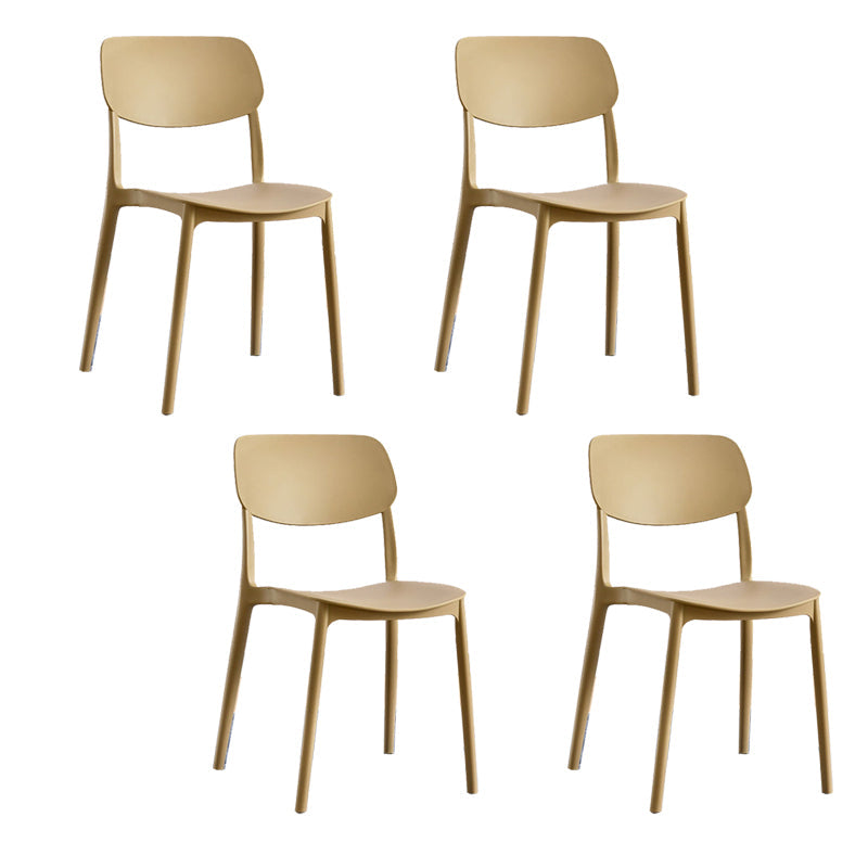 Scandinavian Open Back Dining Chairs Plastic Armless Dining Side Chair Khaki 4 Piece Set Clearhalo 'Dining Chairs' 'Dining Tables & Seating' 'dining_chair' 'furn' 'furn_dining_chair' 'Furniture' 'Kitchen & Dining Furniture' 5863185